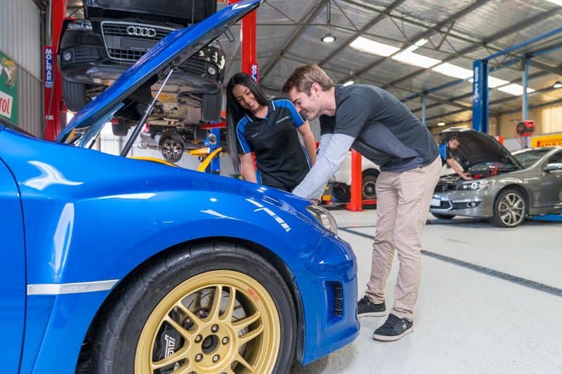 vehicle inspection, car hood open